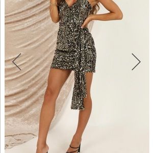 SHOWPO gold & black sequin dress